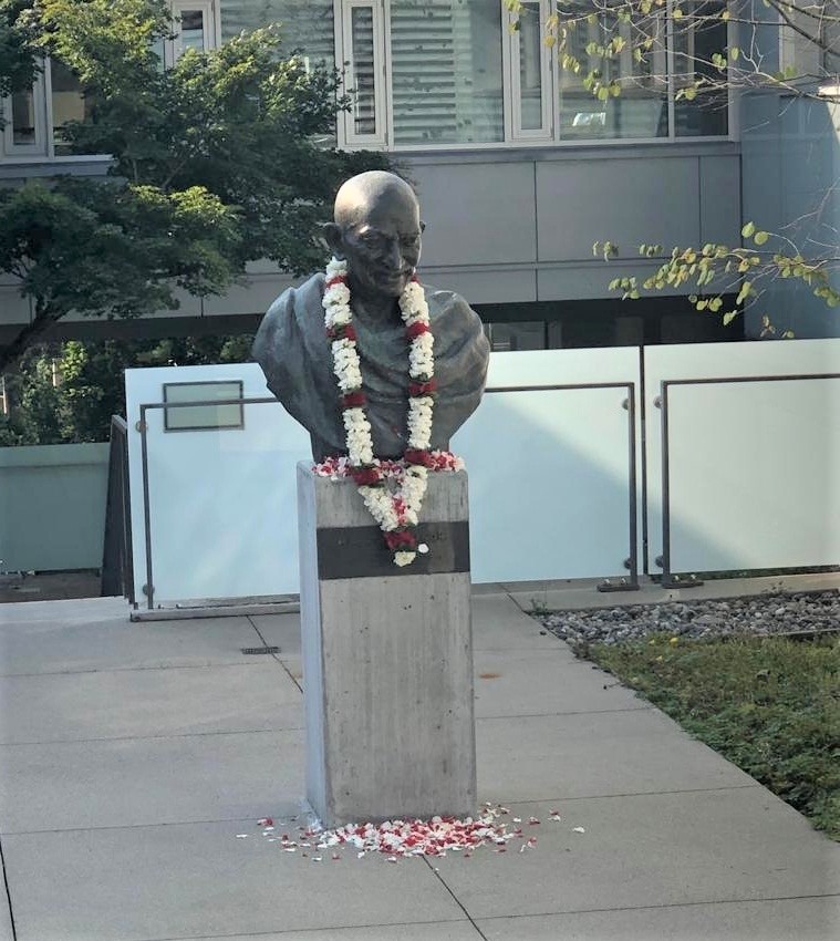 Again! Another Mahatma Gandhi statue vandalised in Canada.(photo:CGI/VANCOUVER)