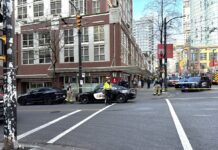 Two people wounded, suspect fatally shot by police after downtown stabbing (Video)