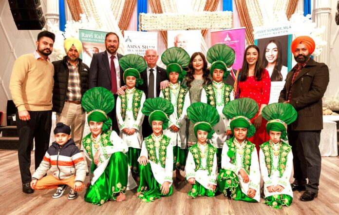 MLA Amna Shah, MLA Jessie Sunner, MLA Jagrup Brar,MLA Garry Begg and Folklore Bhangra Academy
