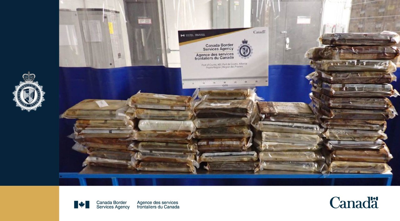 CBSA officers seize 86.9 kg of cocaine at Coutts port of entry in Alberta