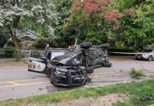 Police and senior injured in West End vehicle-ramming incident