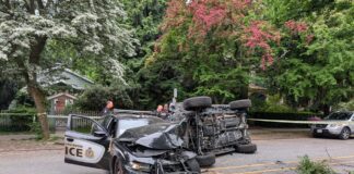 Police and senior injured in West End vehicle-ramming incident