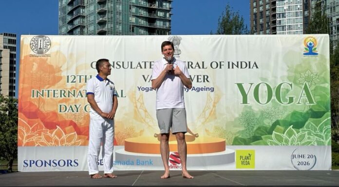Premier David Eby joins Consulate General of India’s 12th International Day of Yoga celebration