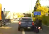 Passing on the shoulder is illegal, and a video shows the consequences