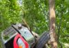 East Columbia Street closed for several hours after roll-off bin truck drives off road