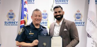 Moti Johal honoured by Surrey Police for heroic save of autistic child