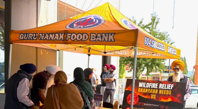Guru Nanak Food Bank, Gurdwara Dukh Nivaran Sahib sending some $50,000 worth of supplies for Okanagan wildfire relief
